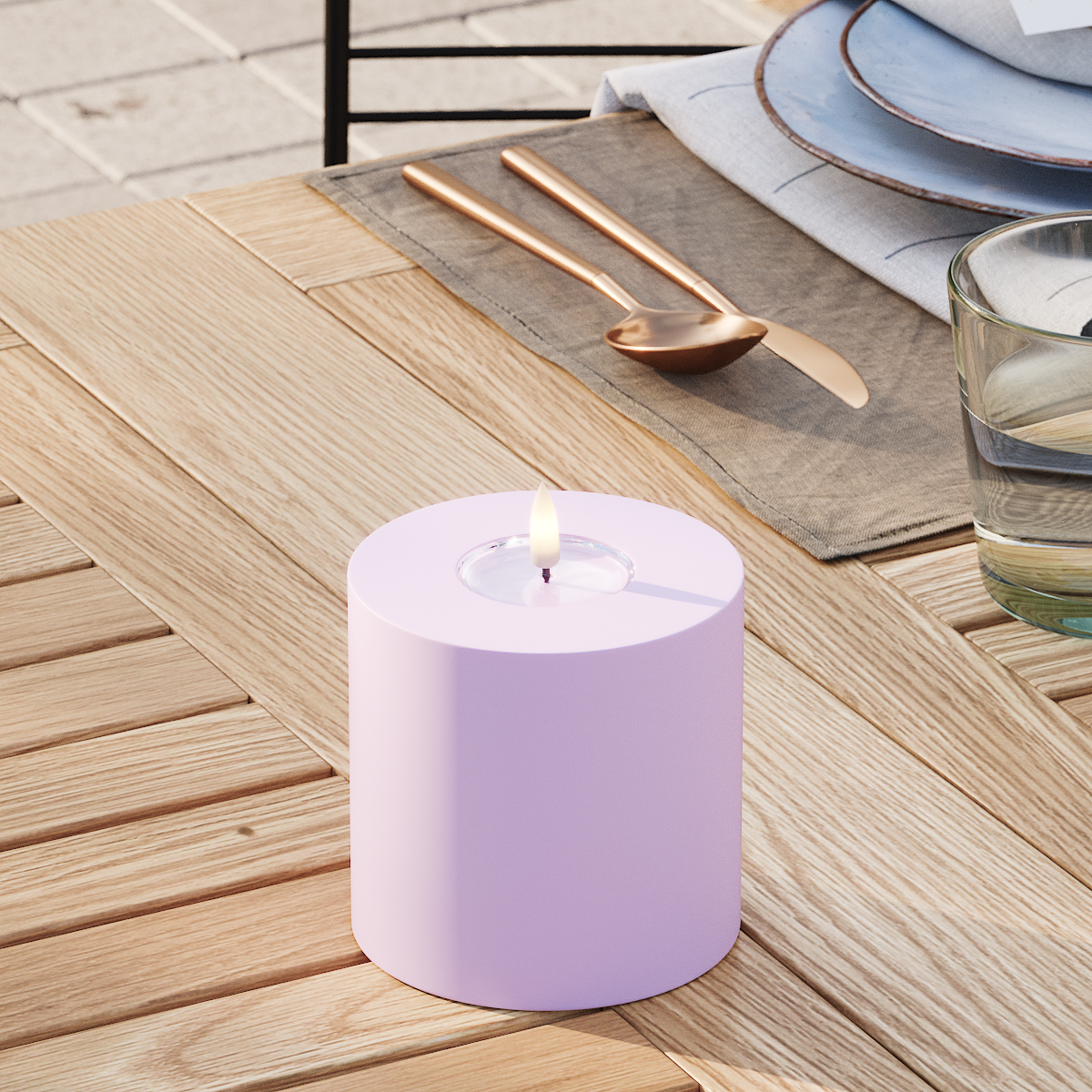 Deluxe Homeart Outdoors LED Pillar candle Ø 10 x 10 cm Lavender LED outdoor light Pillar candle 3