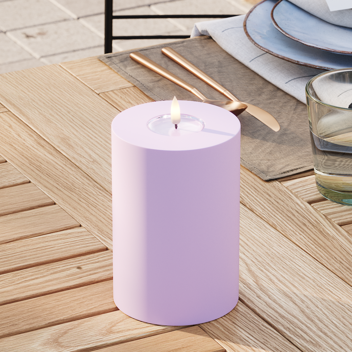 Deluxe Homeart Outdoors LED Pillar candle Ø 10 x 15 cm Lavender LED outdoor light Pillar candle 3