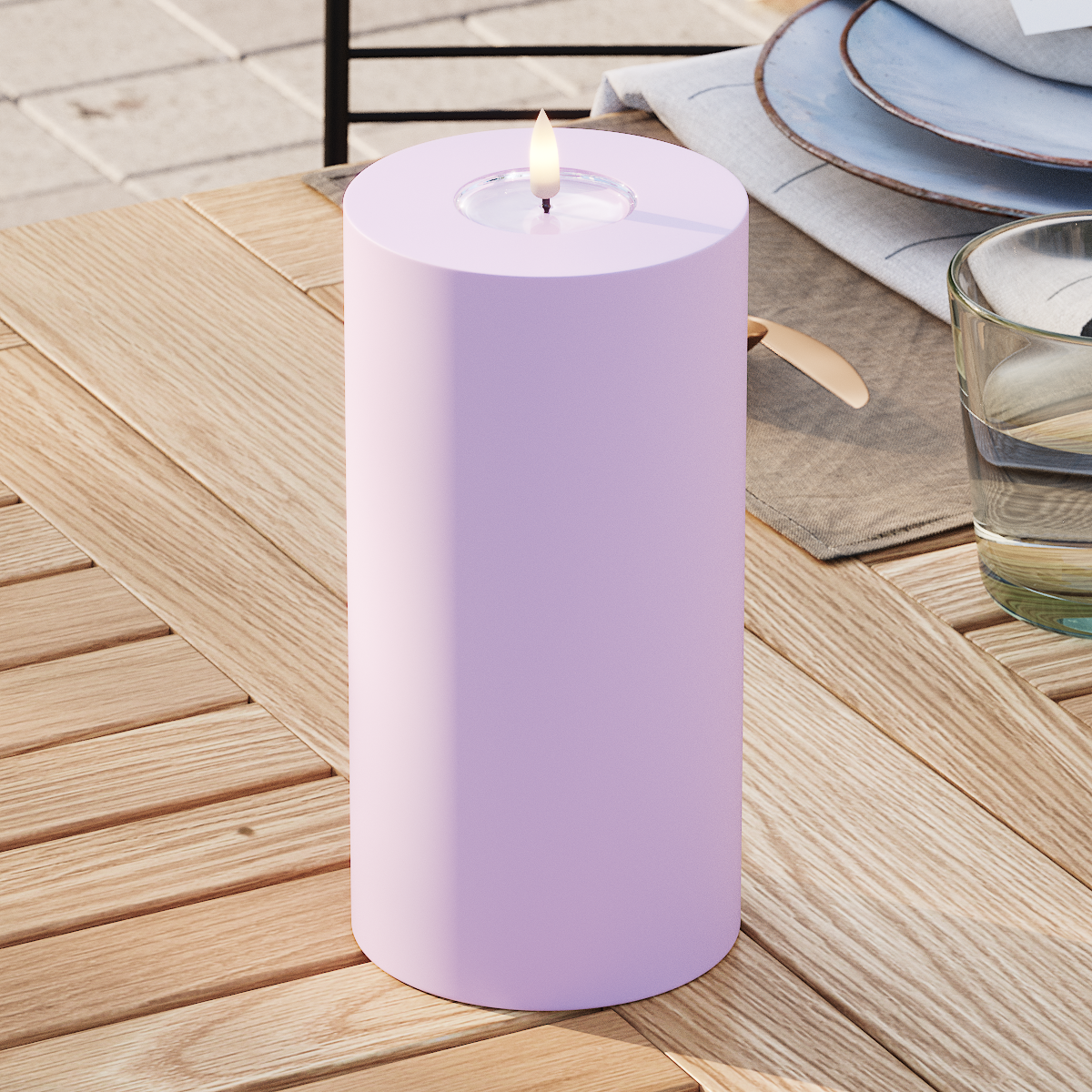 Deluxe Homeart Outdoors LED Pillar candle Ø 10 x 20 cm Lavender LED outdoor light Pillar candle 3