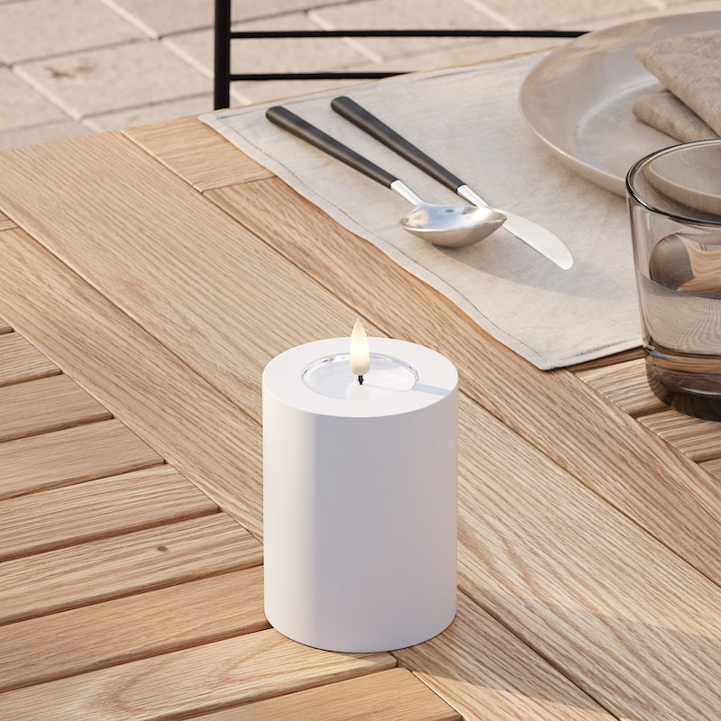 Deluxe Homeart Outdoors LED Pillar candle Ø 7.5 x 10 cm White