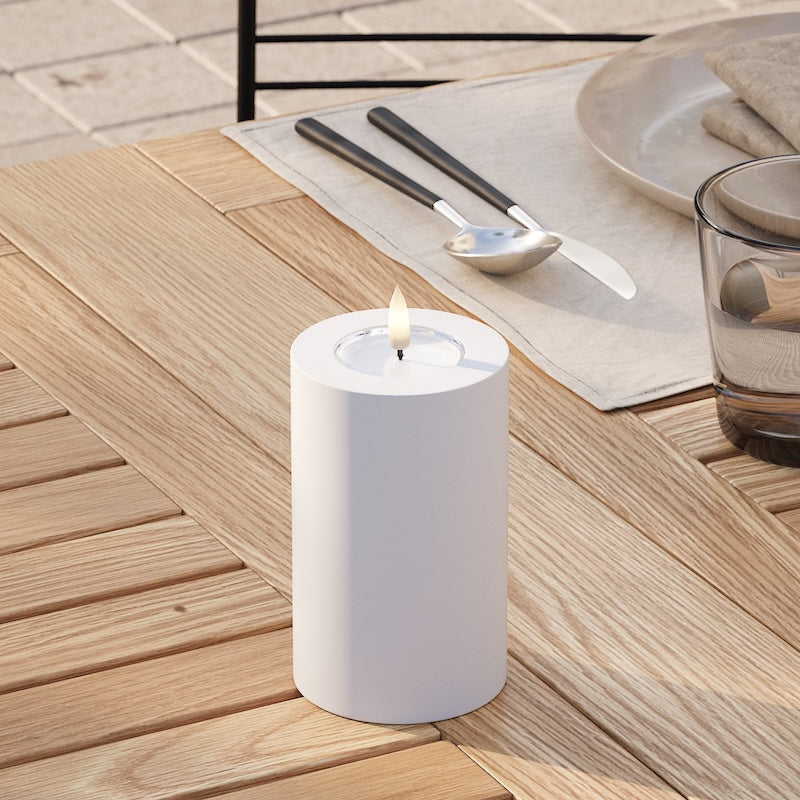 Deluxe Homeart Outdoors LED Pillar candle Ø 7.5 x 12.5 cm White