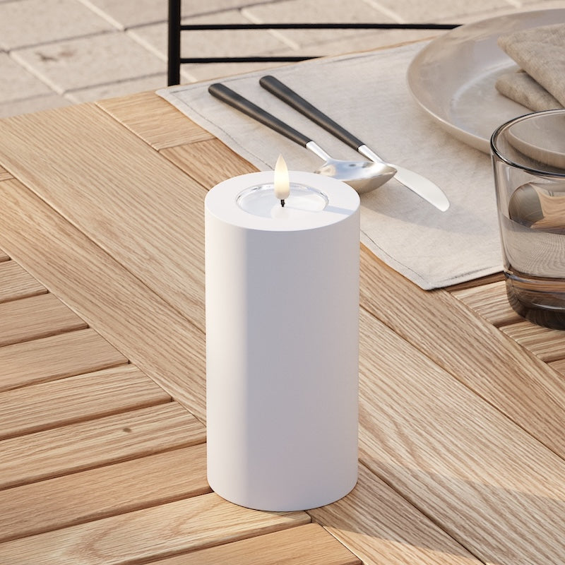 Deluxe Homeart Udendørs LED Bloklys Ø 7,5 x 15 cm Hvid LED udendørslys bloklys 2