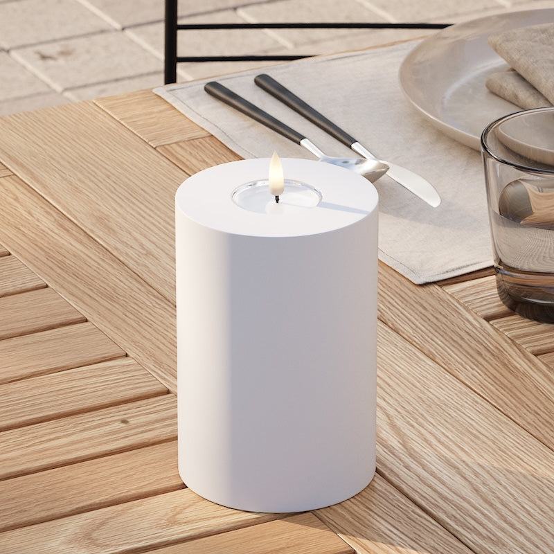 Deluxe Homeart Outdoors LED Pillar candle Ø 10 x 15 cm White