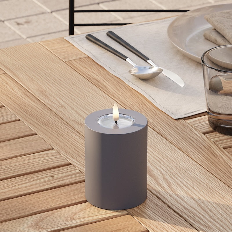 Deluxe Homeart Outdoors LED Pillar candle Ø 7.5 x 10 cm Gray