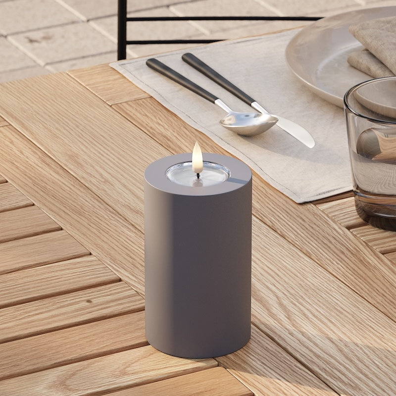 Deluxe Homeart Outdoors LED Pillar candle Ø 7.5 x 12.5 cm Gray