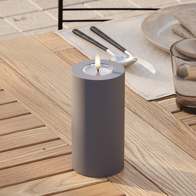 Deluxe Homeart Outdoors LED Pillar candle Ø 7.5 x 15 cm Gray