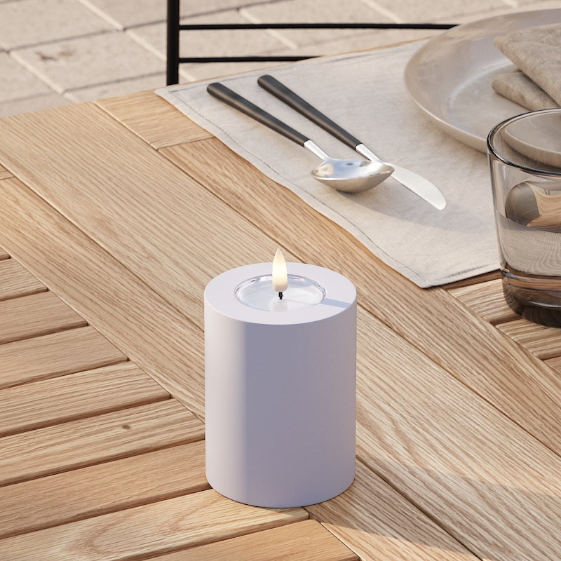 Deluxe Homeart Outdoors LED Pillar candle Ø 7.5 x 10 cm Dusty Blue