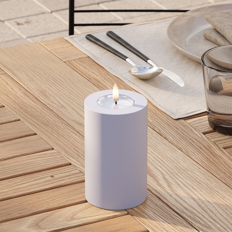 Deluxe Homeart Outdoors LED Pillar candle Ø 7.5 x 12.5 cm Dusty Blue