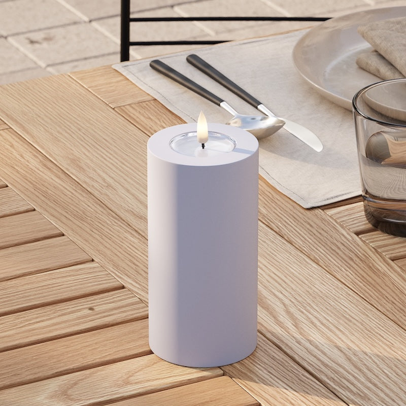 Deluxe Homeart Outdoors LED Pillar candle Ø 7.5 x 15 cm Dusty Blue