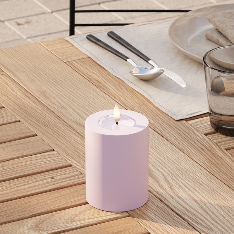 Deluxe Homeart Outdoors LED Pillar candle Ø 7.5 x 10 cm Dusty Red