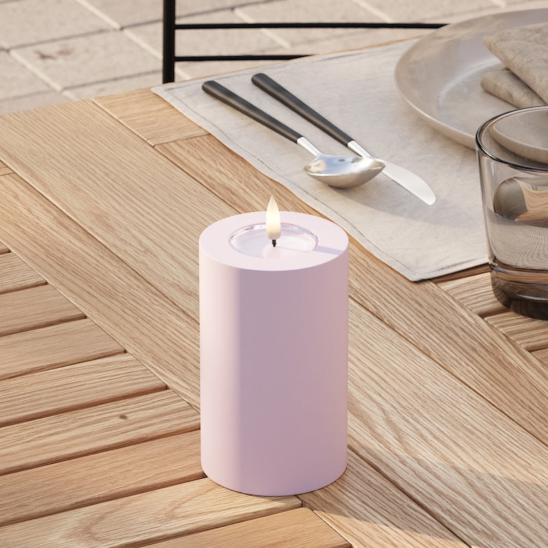 Deluxe Homeart Outdoors LED Pillar candle Ø 7.5 x 12.5 cm Dusty Red