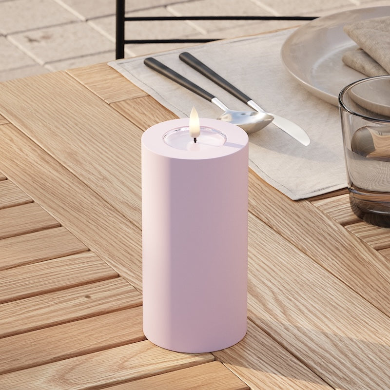 Deluxe Homeart Outdoors LED Pillar candle Ø 7.5 x 15 cm Dusty Red