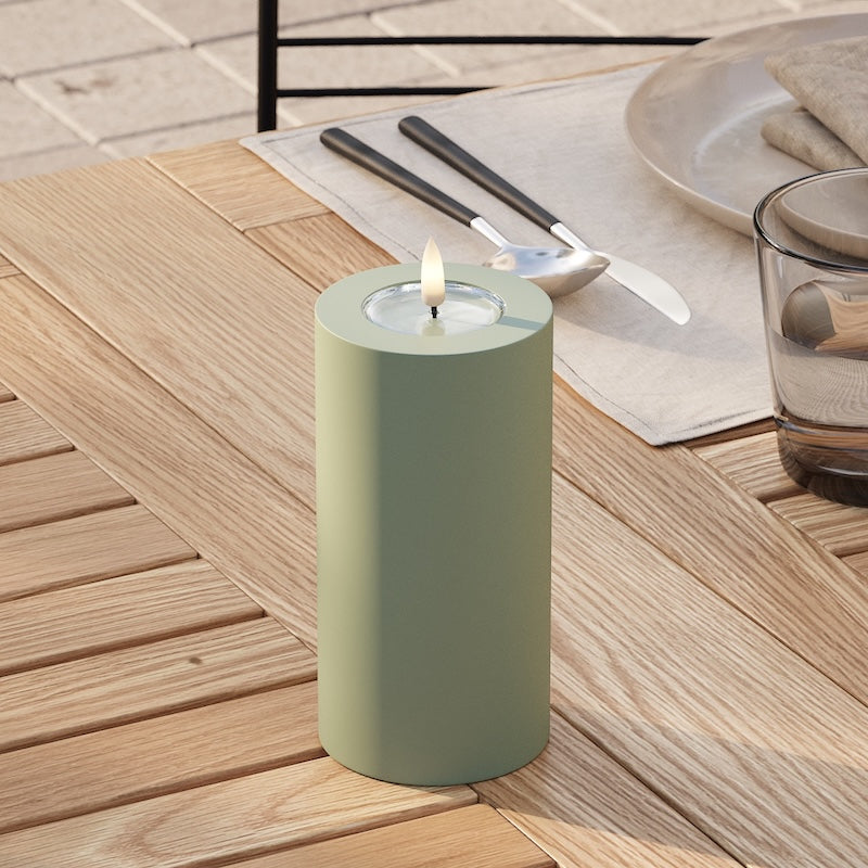 Deluxe Homeart Outdoors LED Pillar candle Ø 7.5 x 15 cm Dusty Green