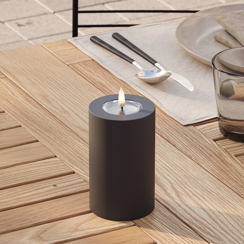 Deluxe Homeart Outdoors LED Pillar candle Ø 7.5 x 12.5 cm Black