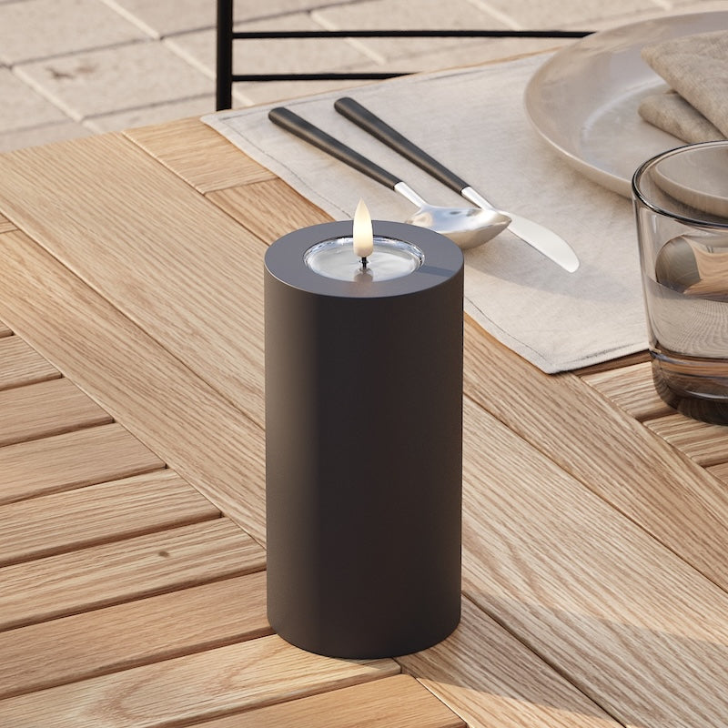 Deluxe Homeart Outdoors LED Pillar candle Ø 7.5 x 15 cm Black