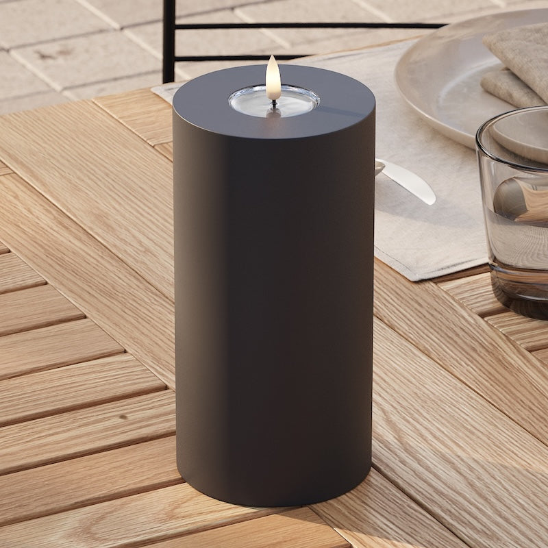 Deluxe Homeart Outdoors LED Pillar candle Ø 10 x 20 cm Black