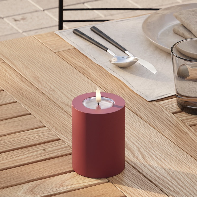 Deluxe Homeart Outdoors LED Pillar candle Ø 7.5 x 10 cm Bordeaux