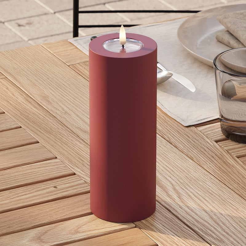 Deluxe Homeart Outdoors LED Pillar candle Ø 7.5 x 20 cm Bordeaux