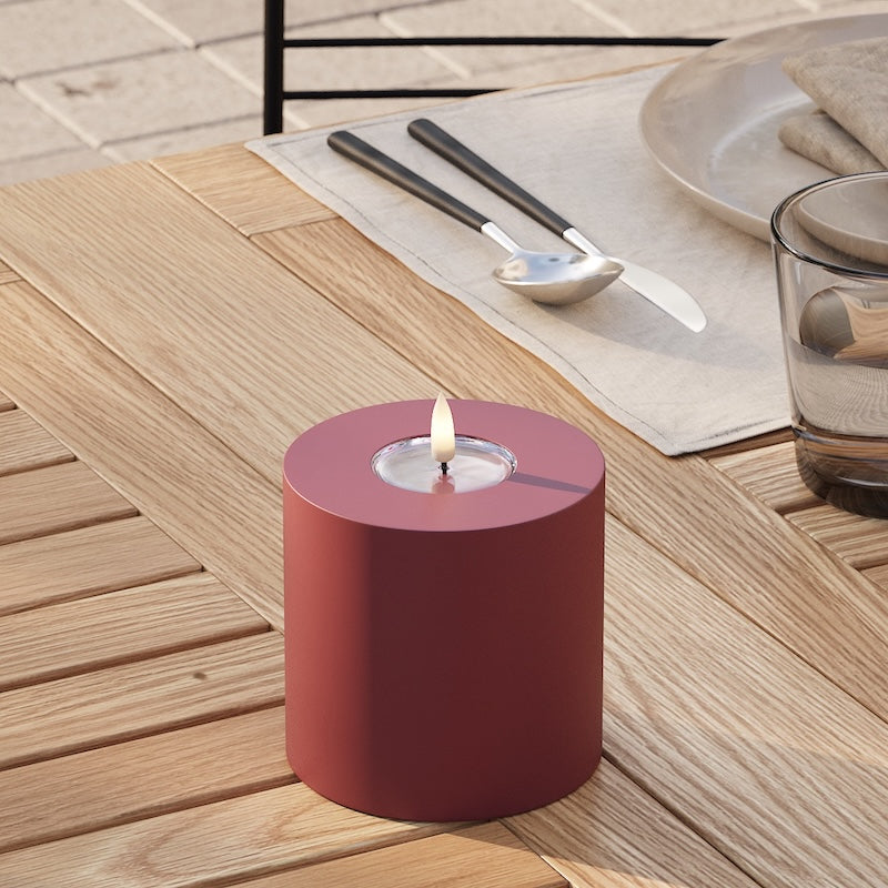 Deluxe Homeart Outdoors LED Pillar candle Ø 10 x 10 cm Bordeaux