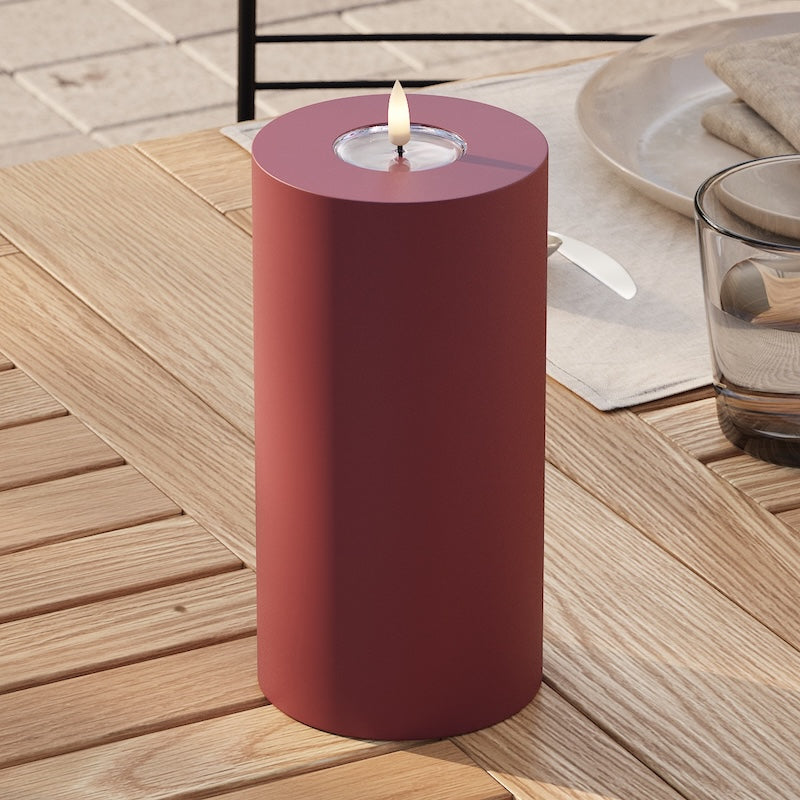 Deluxe Homeart Outdoors LED Pillar candle Ø 10 x 20 cm Bordeaux