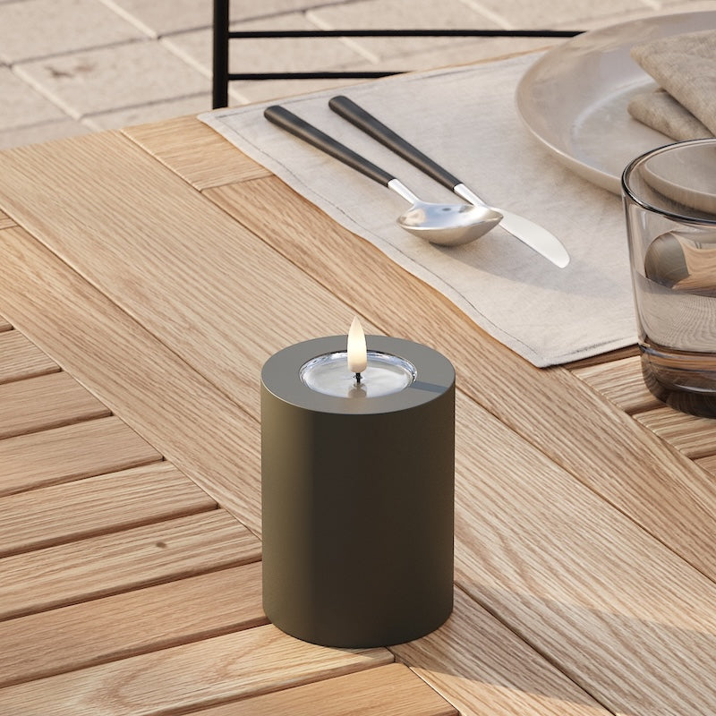 Deluxe Homeart Outdoors LED Pillar candle Ø 7.5 x 10 cm Dark Green