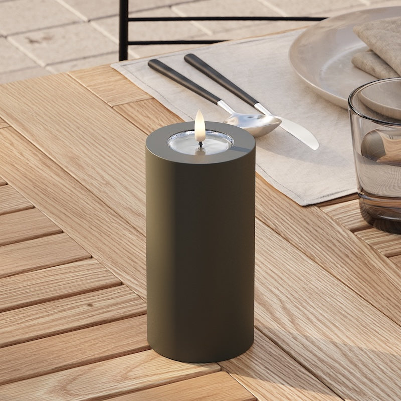Deluxe Homeart Outdoors LED Pillar candle Ø 7.5 x 15 cm Dark Green