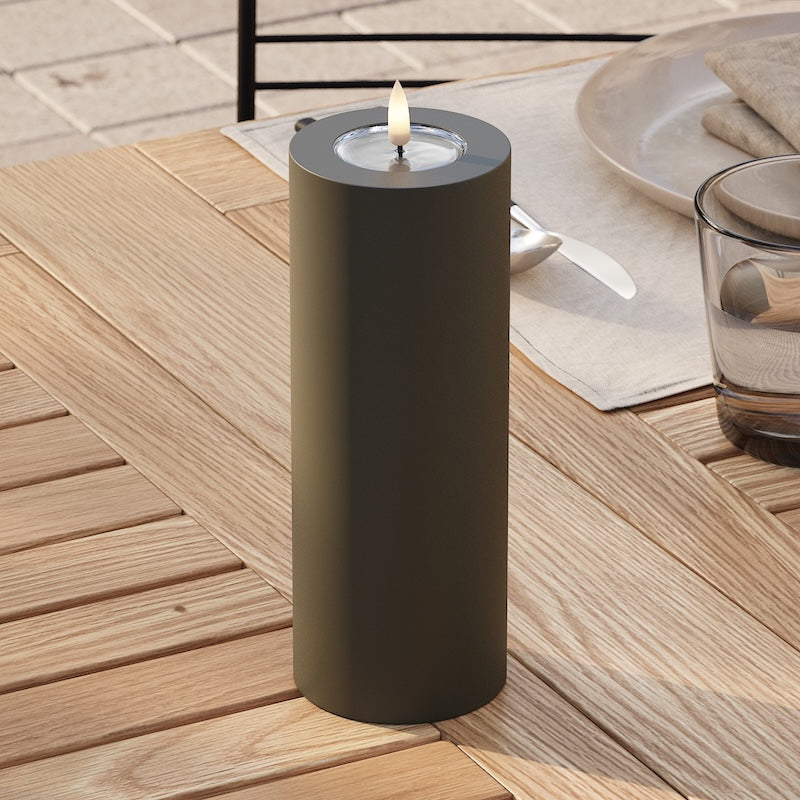 Deluxe Homeart Outdoors LED Pillar candle Ø 7.5 x 20 cm Dark Green