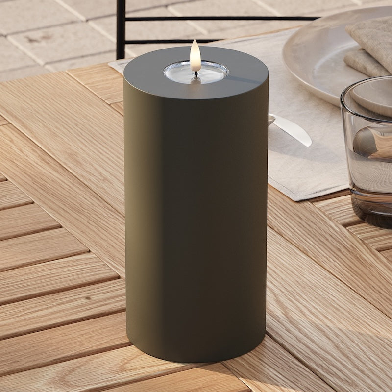 Deluxe Homeart Outdoors LED Pillar candle Ø 10 x 20 cm Dark Green