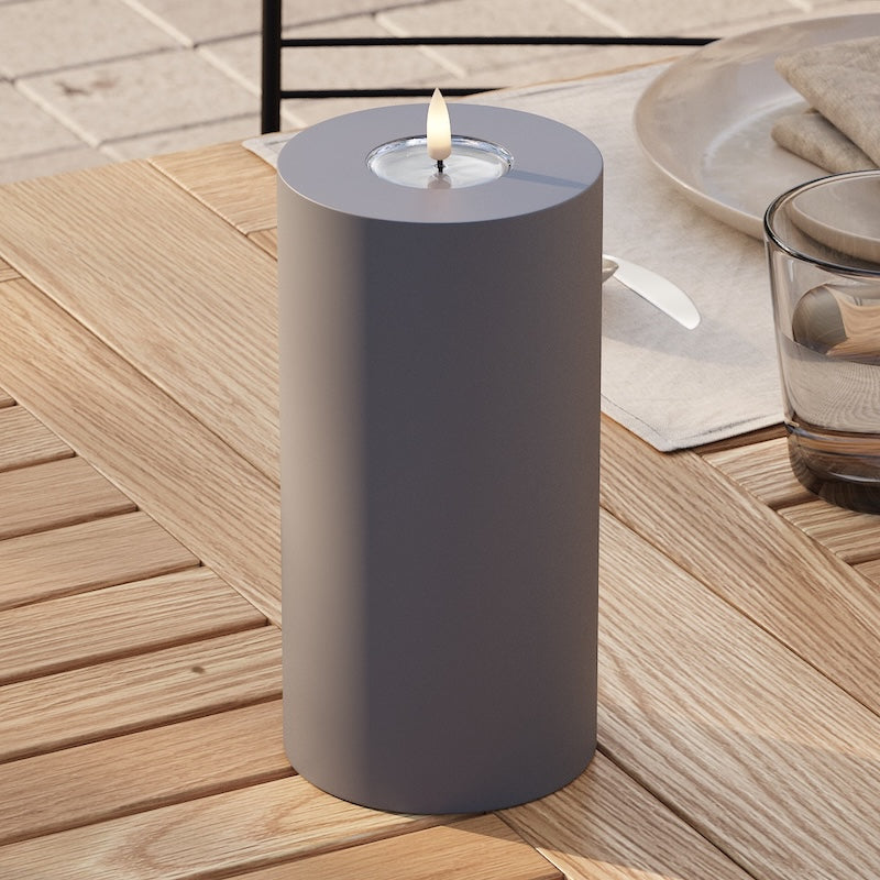 Deluxe Homeart Outdoors LED Pillar candle Ø 10 x 20 cm Gray