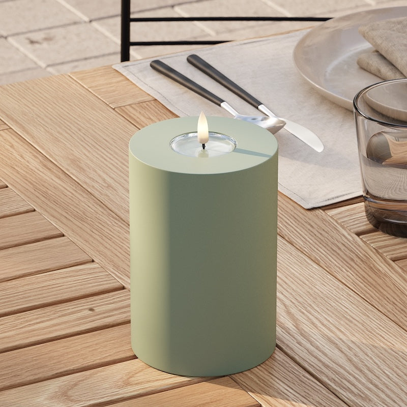 Deluxe Homeart Outdoors LED Pillar candle Ø 10 x 15 cm Dusty Green