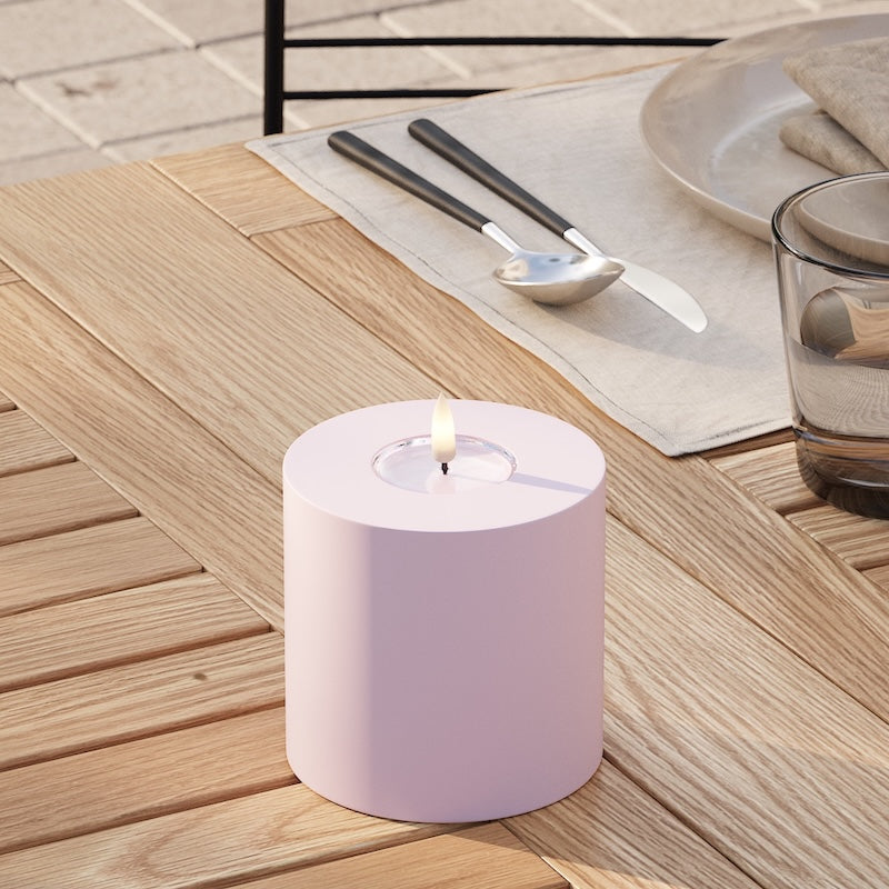 Deluxe Homeart Outdoors LED Pillar candle Ø 10 x 10 cm Dusty Red