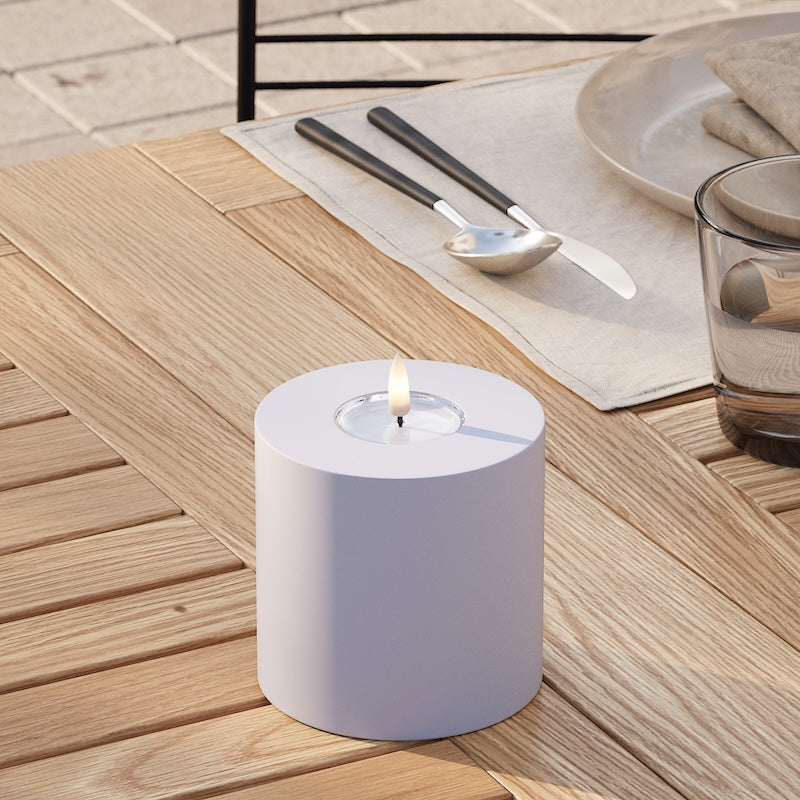 Deluxe Homeart Outdoors LED Pillar candle Ø 10 x 10 cm Dusty Blue