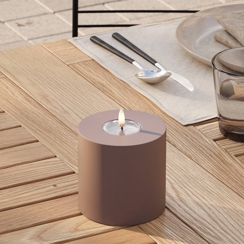 Deluxe Homeart Outdoors LED Pillar candle Ø 10 x 10 cm Caramel