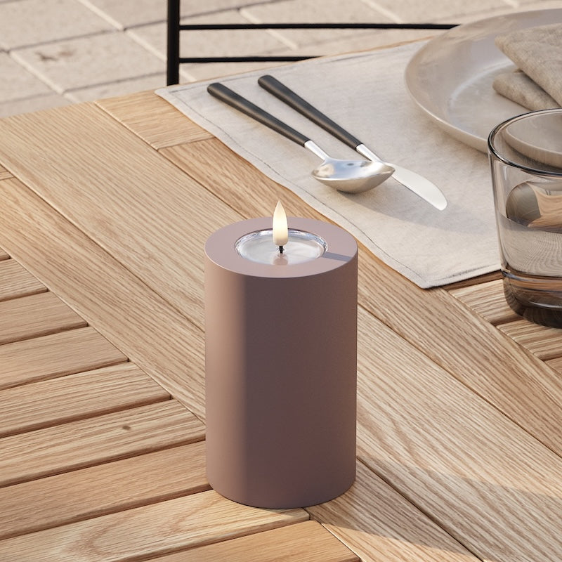 Deluxe Homeart Outdoors LED Pillar candle Ø 7.5 x 12.5 cm Mocha