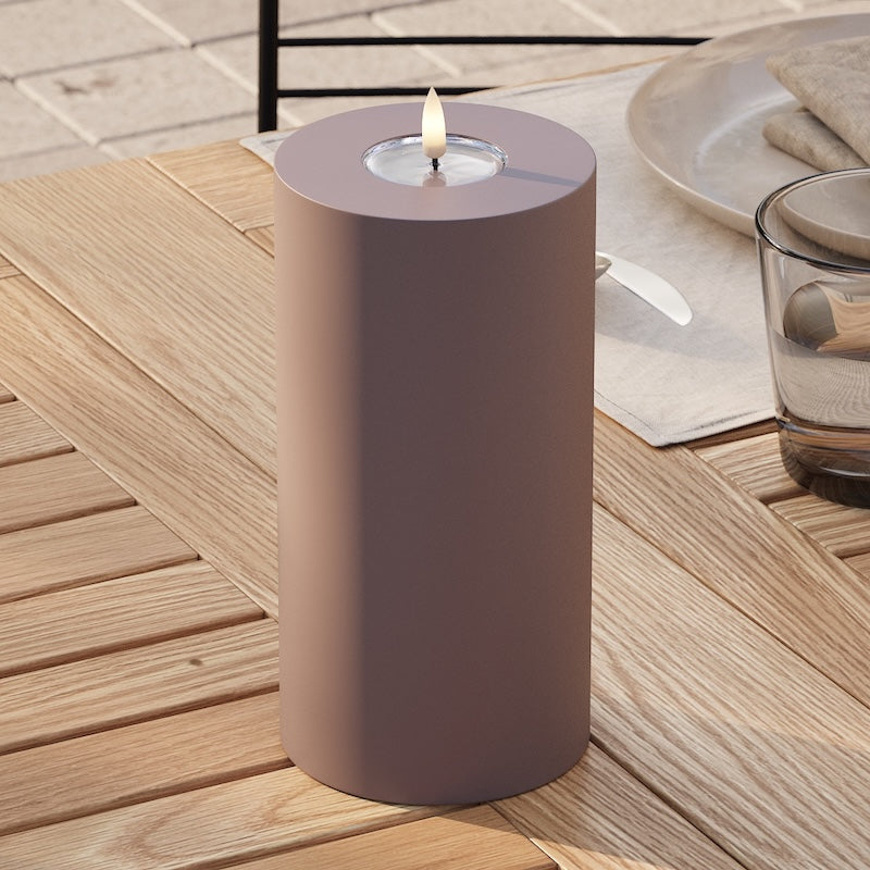 Deluxe Homeart Outdoors LED Pillar candle Ø 10 x 20 cm Mocha