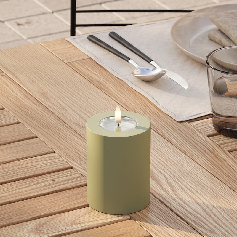 Deluxe Homeart Outdoors LED Pillar candle Ø 7.5 x 10 cm Olive Green