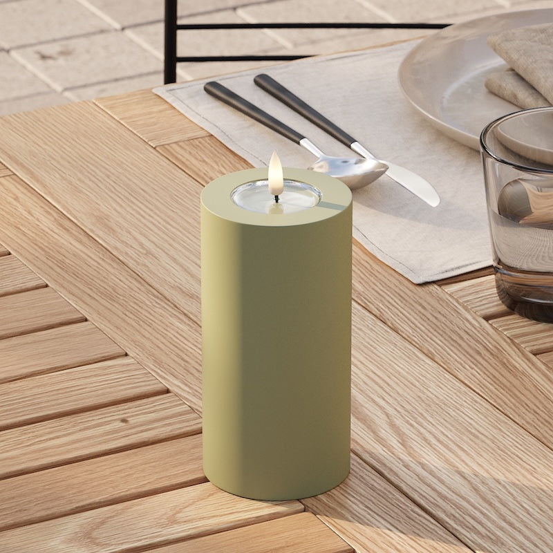 Deluxe Homeart Outdoors LED Pillar candle Ø 7.5 x 15 cm Olive Green