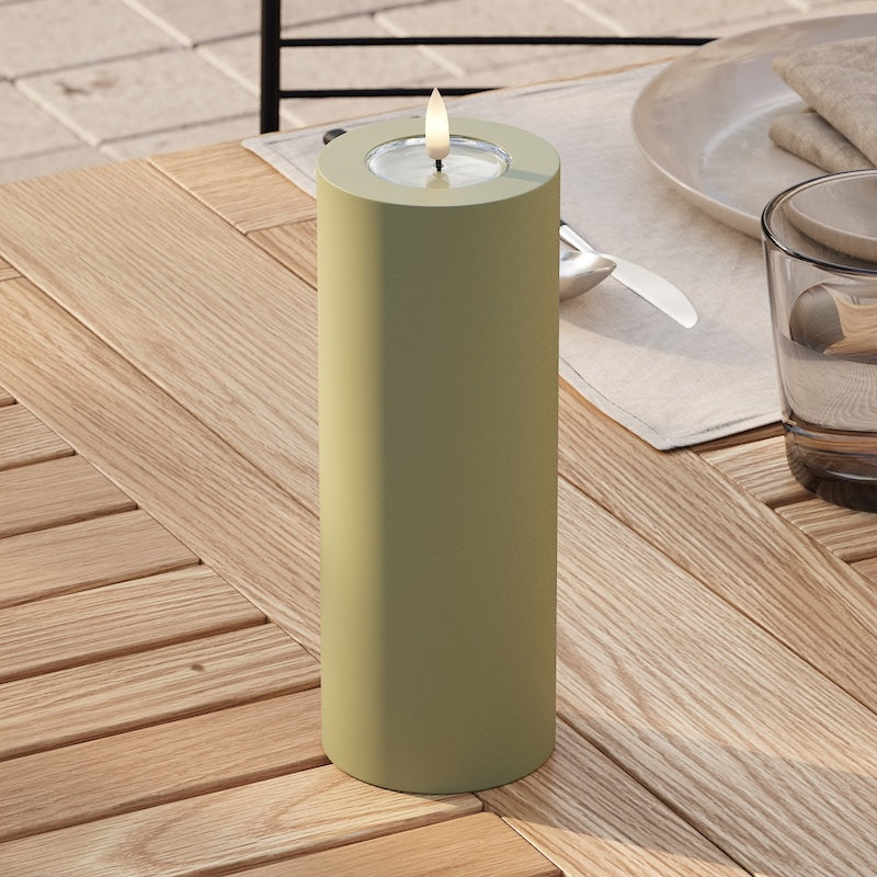 Deluxe Homeart Outdoors LED Pillar candle Ø 7.5 x 20 cm Olive Green