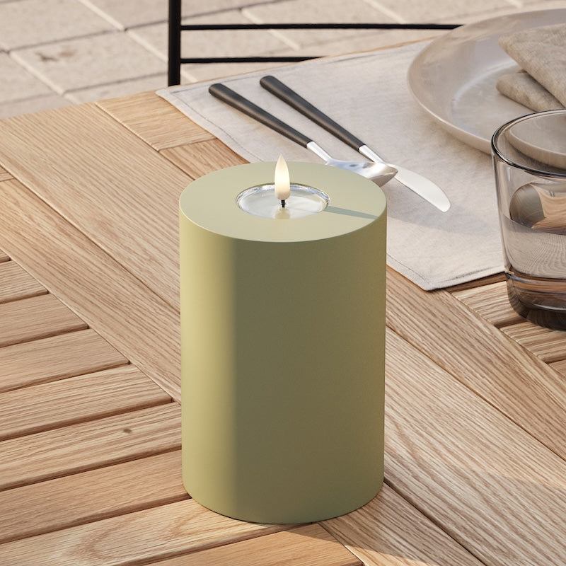 Deluxe Homeart Outdoors LED Pillar candle Ø 10 x 15 cm Olive Green