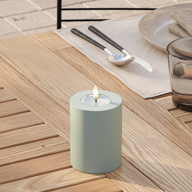 Deluxe Homeart Outdoors LED Pillar candle Ø 7.5 x 10 cm Sage Green