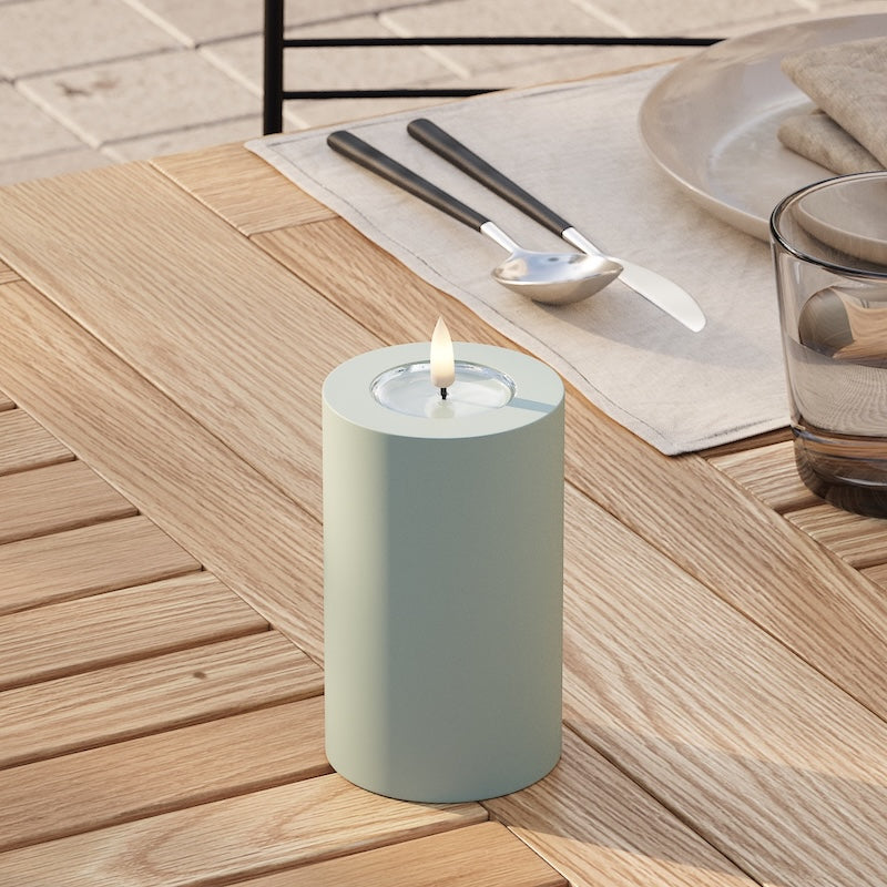 Deluxe Homeart Outdoors LED Pillar candle Ø 7.5 x 12.5 cm Sage Green