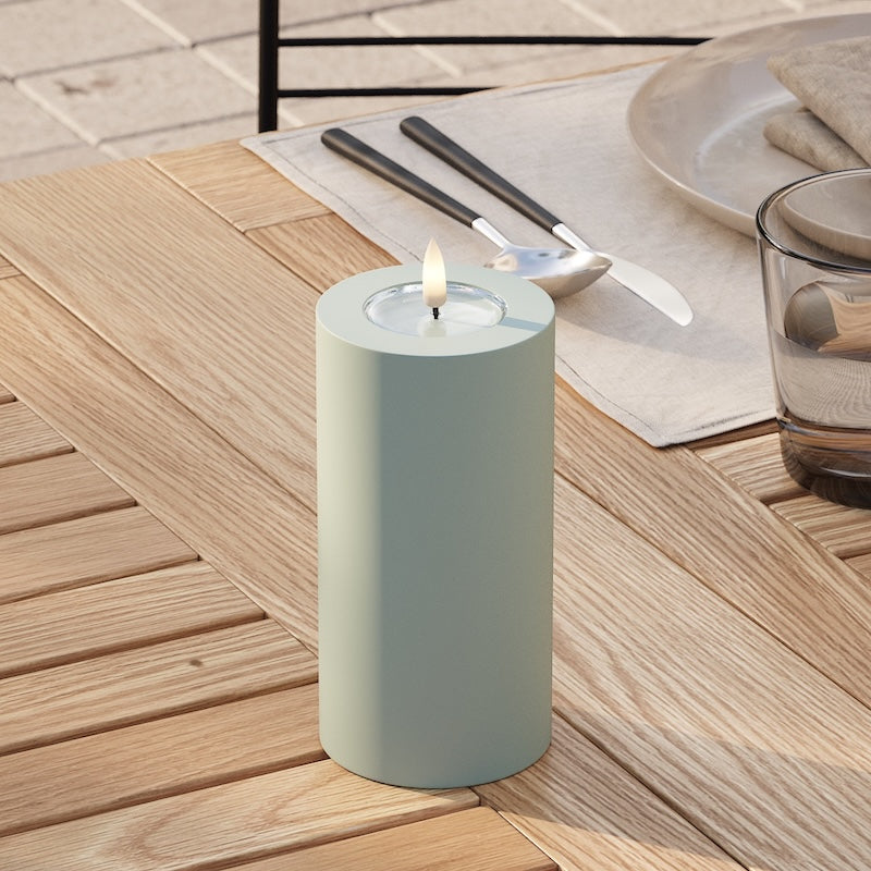 Deluxe Homeart Outdoors LED Pillar candle Ø 7.5 x 15 cm Sage Green