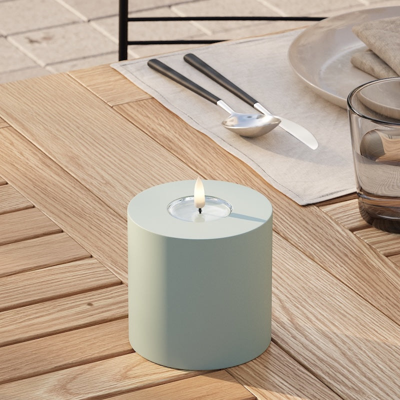 Deluxe Homeart Outdoors LED Pillar candle Ø 10 x 10 cm Sage Green LED outdoor light Pillar candle 2