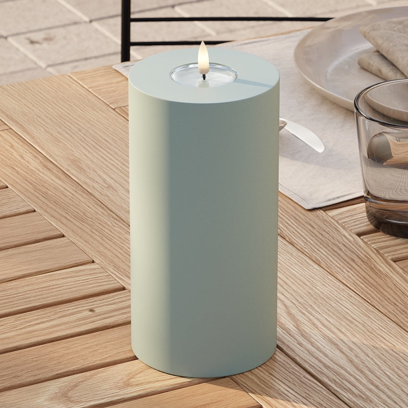 Deluxe Homeart Outdoors LED Pillar candle Ø 10 x 20 cm Sage Green
