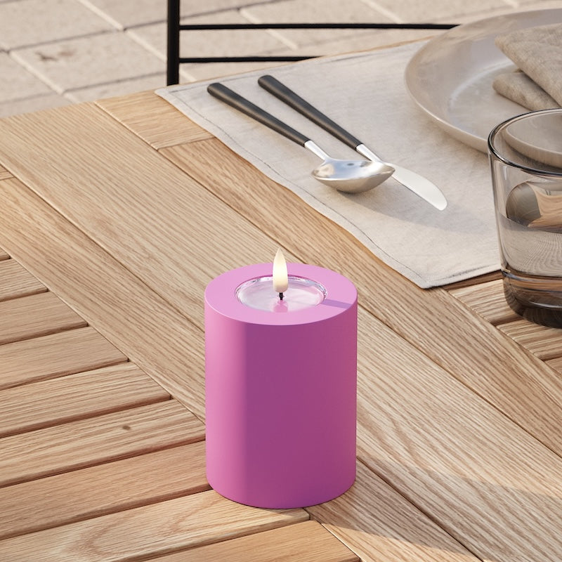 Deluxe Homeart Outdoors LED Pillar candle Ø 7.5 x 10 cm Magenta