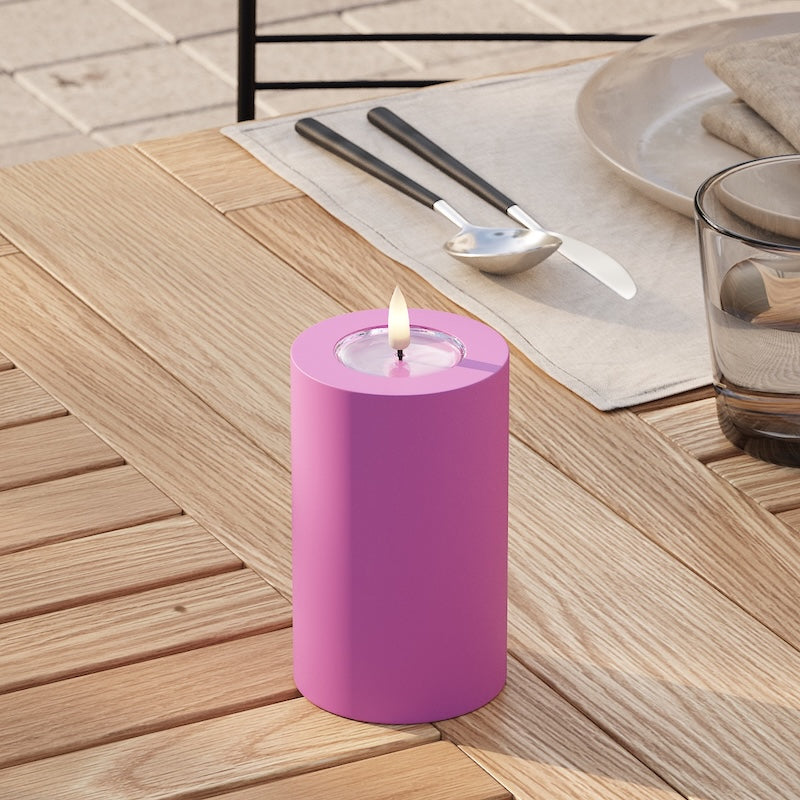 Deluxe Homeart Outdoors LED Pillar candle Ø 7.5 x 12.5 cm Magenta