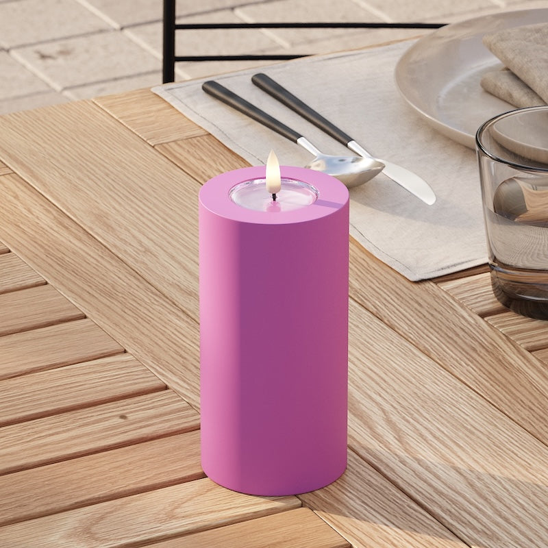 Deluxe Homeart Outdoors LED Pillar candle Ø 7.5 x 15 cm Magenta