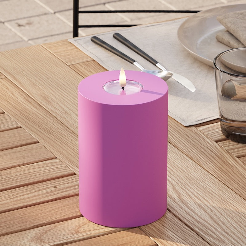 Deluxe Homeart Outdoors LED Pillar candle Ø 10 x 15 cm Magenta