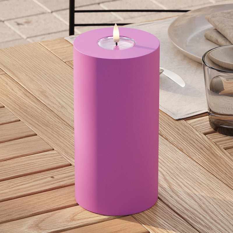 Deluxe Homeart Udendørs LED Bloklys Ø 10 x 20 cm Magenta LED udendørslys bloklys 2