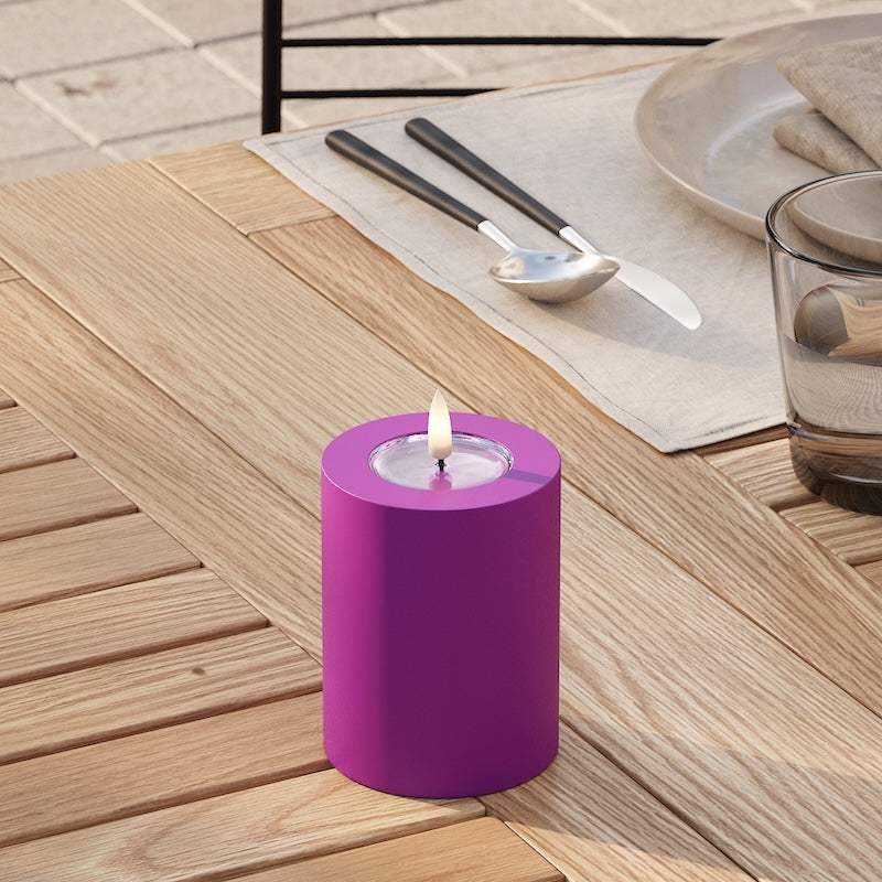 Deluxe Homeart Outdoors LED Pillar candle Ø 7.5 x 10 cm Violet